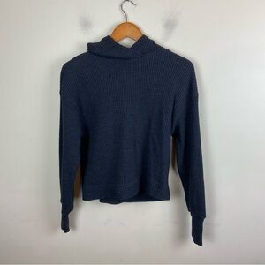 Gap Sweats Grey Thick Chunky Cozy Waffle Knit Pullover Hoodie Sweatshirt XS Warm